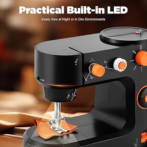 Miniatura 3 de Máquina de coser portátil, mini máquina de coser de 2 velocidades, kit de costura seguro y máquina de coser pequeña fácil de usar con luz LED, pedal