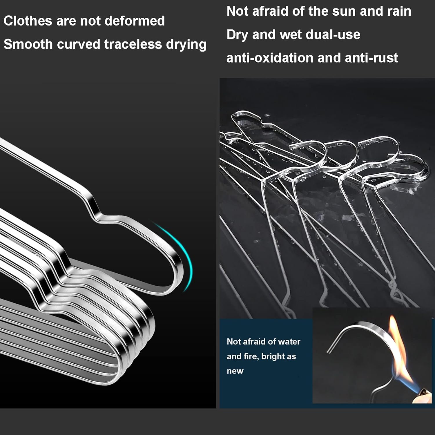 Laundry Rack, Coat Hanger 10 Pack Wire Hangers with Non Slip Grooves Stainless Steel Hangers
