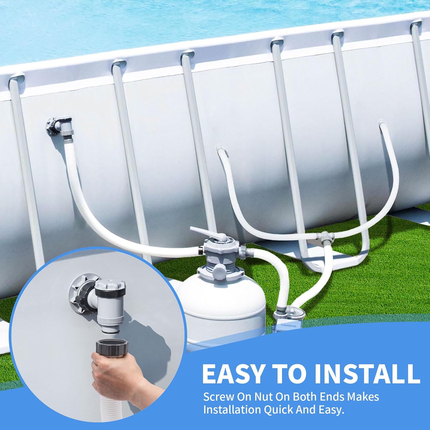 1.5" Pool Hose For Intex Filter Pump,1.5 Inch Pool Hoses For Above Ground Pools,29060e Pool Filter Hose For Coleman Intex Sand Filter Pumps & Saltwater Systems 59" Long (2 Pack)
