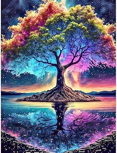 CNITUR Kits de pintura de diamantes 5D para adultos, arte de diamantes de árbol de la vida, pintura de diamantes de imitación de taladro completo,