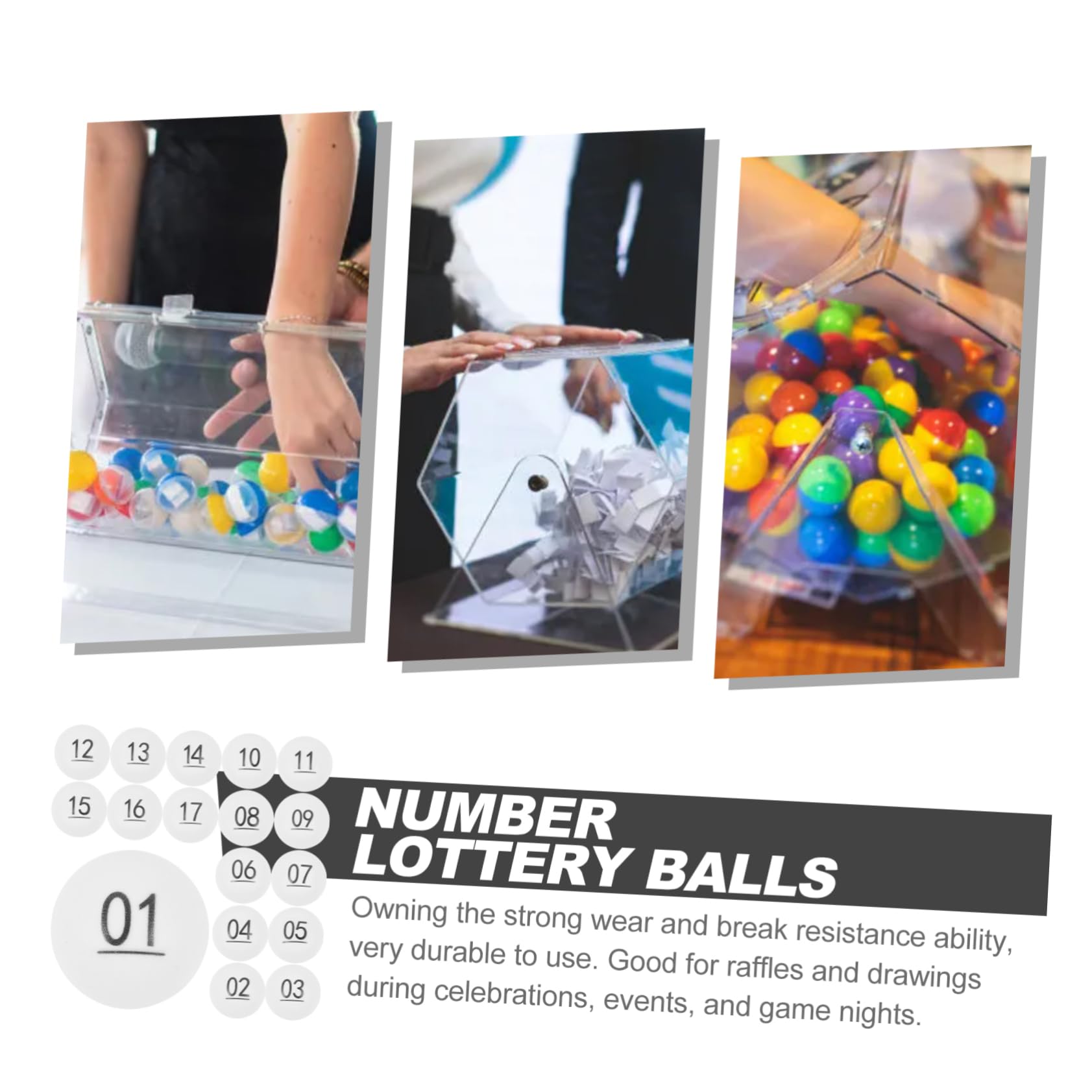 PRETYZOOM 50pcs Raffle Drawing Balls White Bingo Balls Numbered Set for Home Party Games