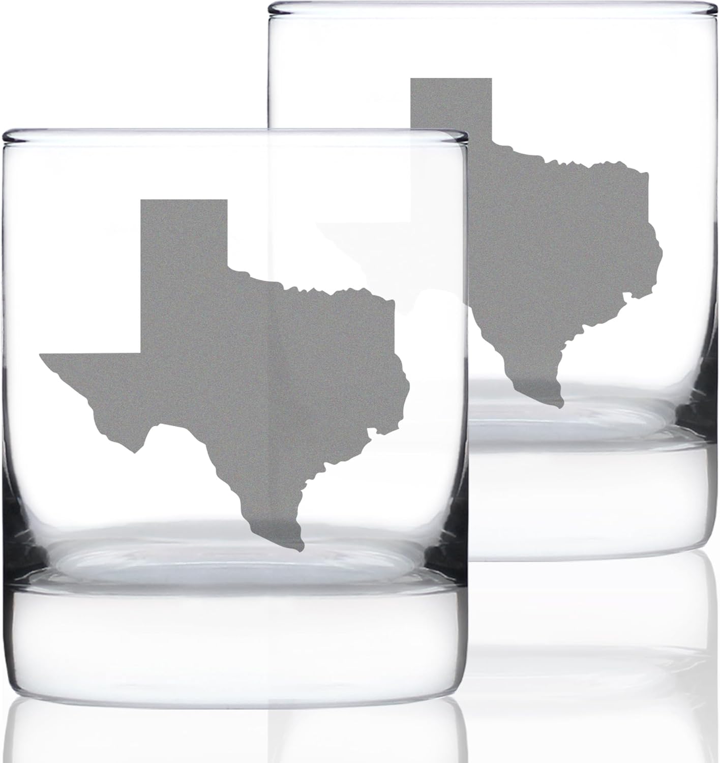 Bevvee Texas State Outline - Whiskey Rocks Glasses - Set of 2 - State Themed Drinking Decor and Gifts for Texan Women & Men - 10.25 Ounce