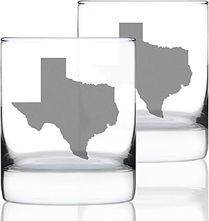 Bevvee Texas State Outline - Whiskey Rocks Glasses - Set of 2 - State Themed Drinking Decor and Gifts for Texan Women & Men - 10.25 Ounce