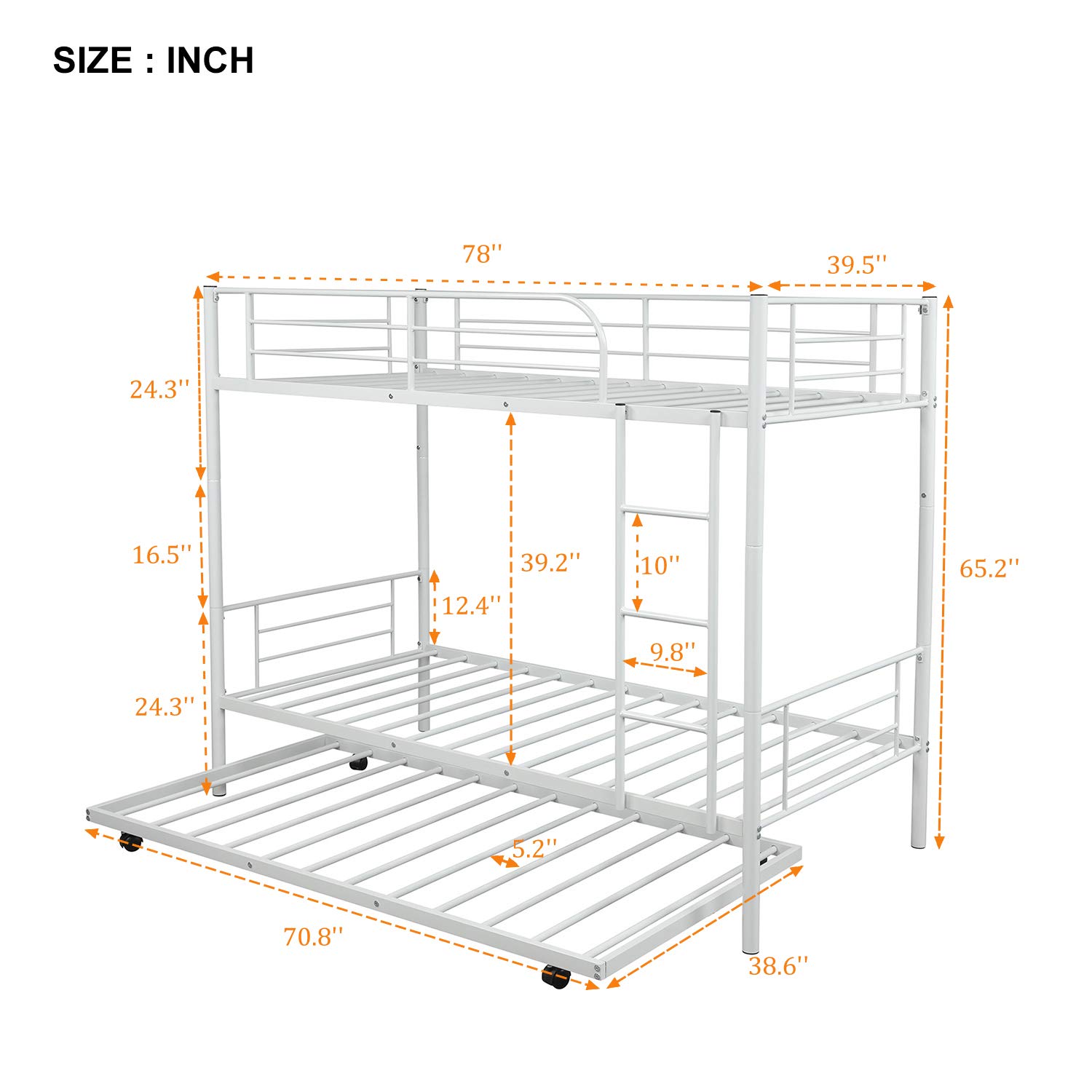 Merax Metal Bunk Bed, Can be Divided into Two Bedframe, No Box Spring