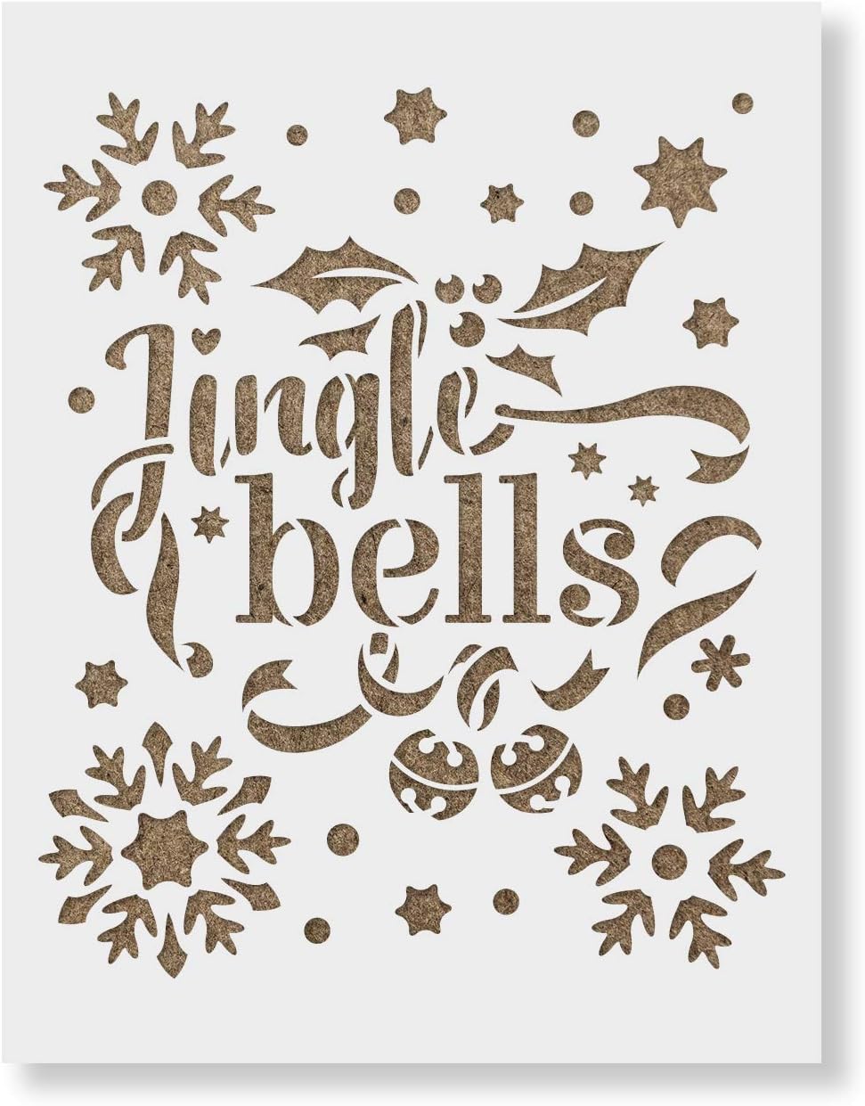 Jingle Bells Stencil - Christmas Wall Decor, Christmas Stencil Outline, Holiday Decor, Stocking Stencils for Painting