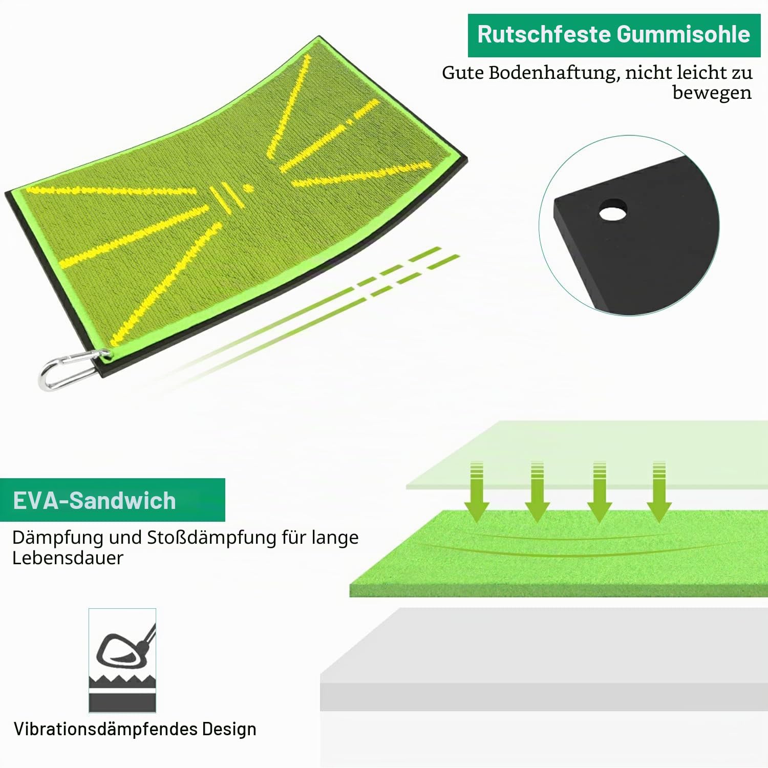 14 Stücke Golf Trainingsmatte Set,50x25cm Golf Trainingshilfen Übungsmatte, Swing Detection Batting Trainingshilfen, für Outdoor, Lndoor Tragbare Swing Practice Mat