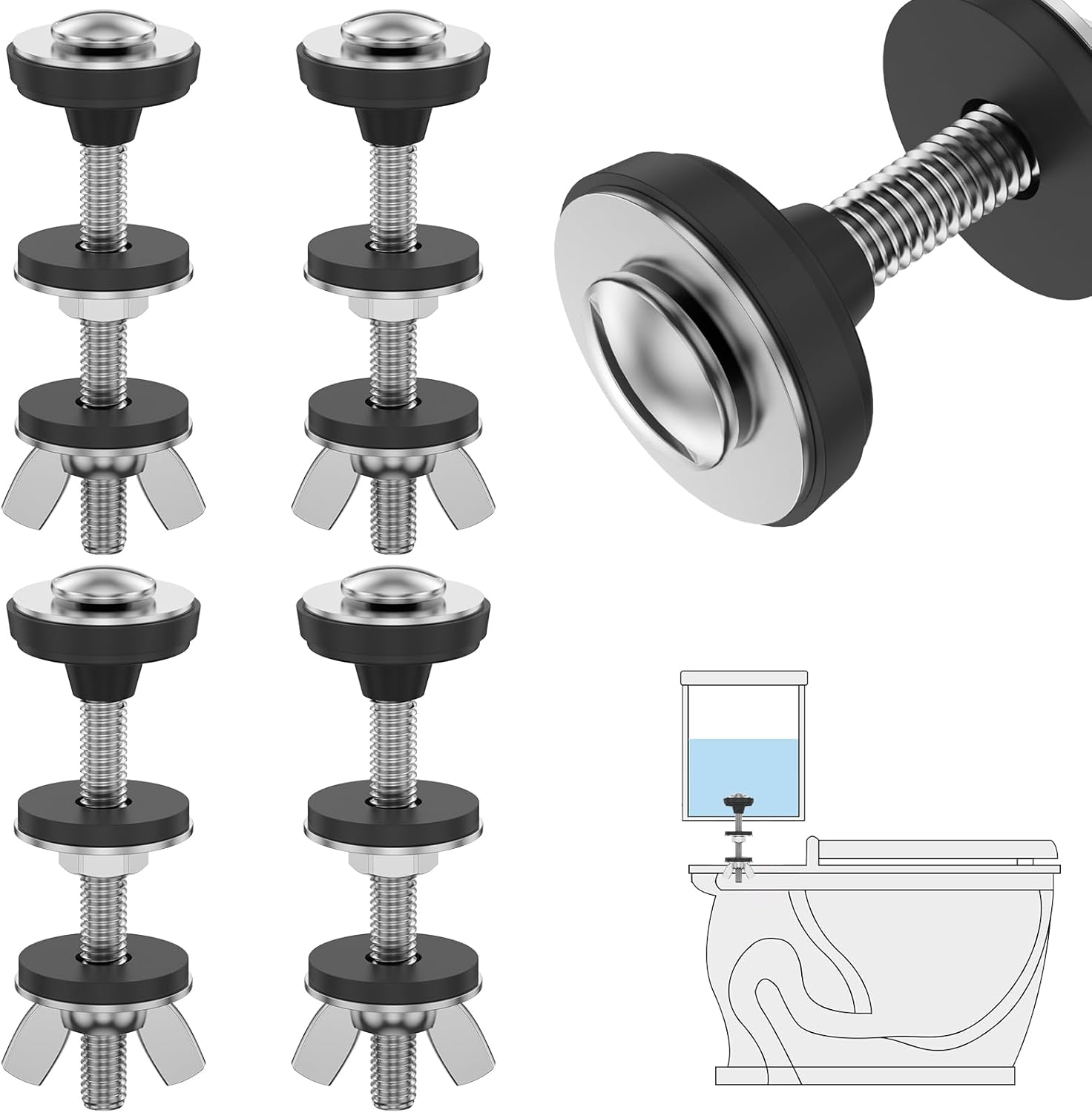 QENWKXZ 4Pcs Toilet Tank to Bowl Bolt Kit 304 Stainless