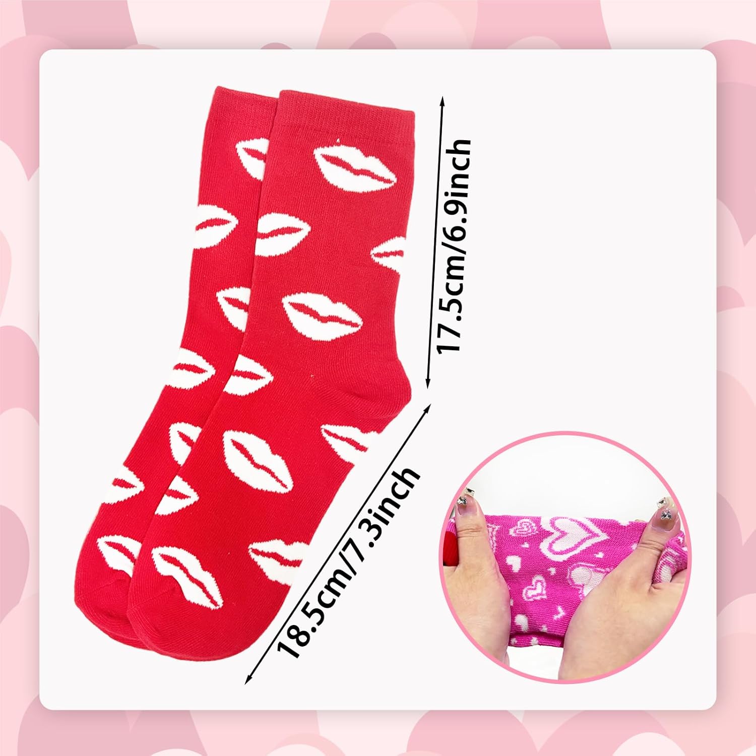 Anyumocz 6 Pairs Valentines Day Socks,Kiss and Heart Print Socks for Women,Funny Novelty Socks for Holiday Gifts Girls - Image 4