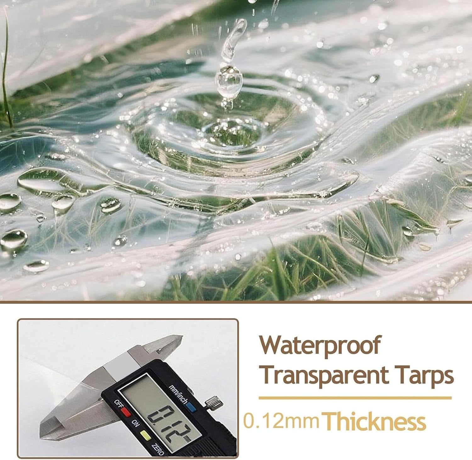 10x20 FT Heavy Duty Clear Waterproof Tarp, Transparent Vinyl Tarpaulin with Reinforced Grommets for Outdoor Garden Greenhouse, Patio, Porch, Chicken Coop, Camping Cover