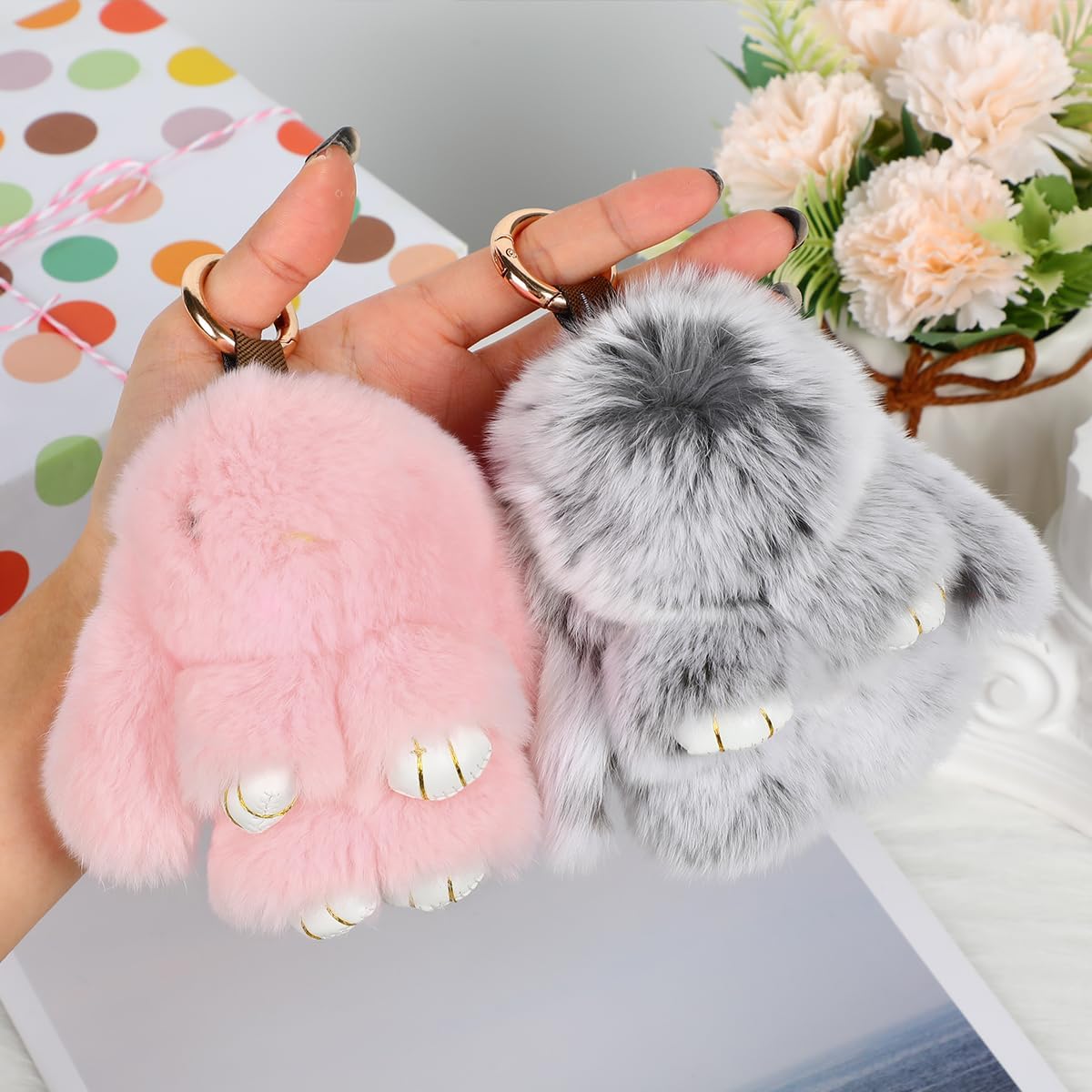 Baysea Bunny lulu Keychain with Box, Bunnylulu Keychain with Tin, Cute Plush Bunny Keychain Thoughtful Gift for friends