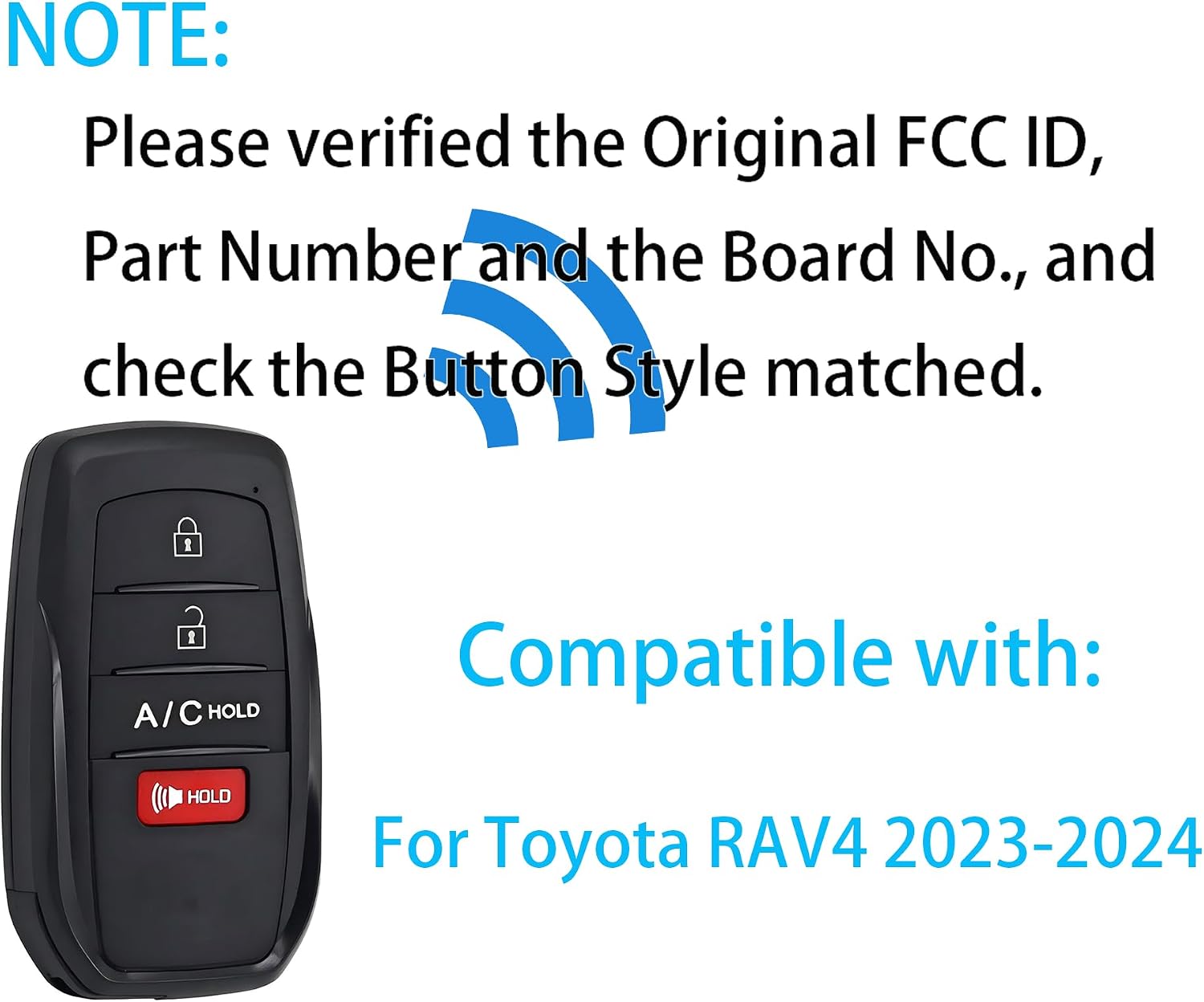 Smart Key for Toyota RAV4 2023-2024, Alliskeys 4-Buttons Proximity Key Fob Replacement for Toyota RAV4 2023 2024 HYQ14FBX 231451-3041 8990H-42A40 8990H-42A41