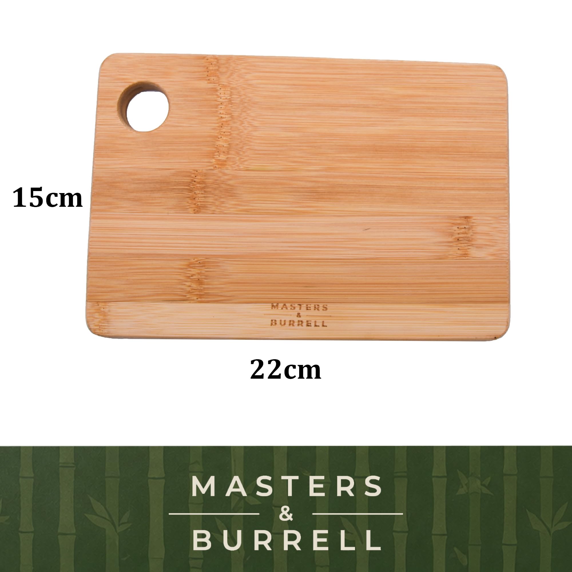 Masters & Burrell Set di 3 taglieri in legno di bambù, extra spessi, dimensioni: 33 x 22 | 28 x 22 | 22 x 15 cm, piedini antiscivolo a 3 strati senza plastica