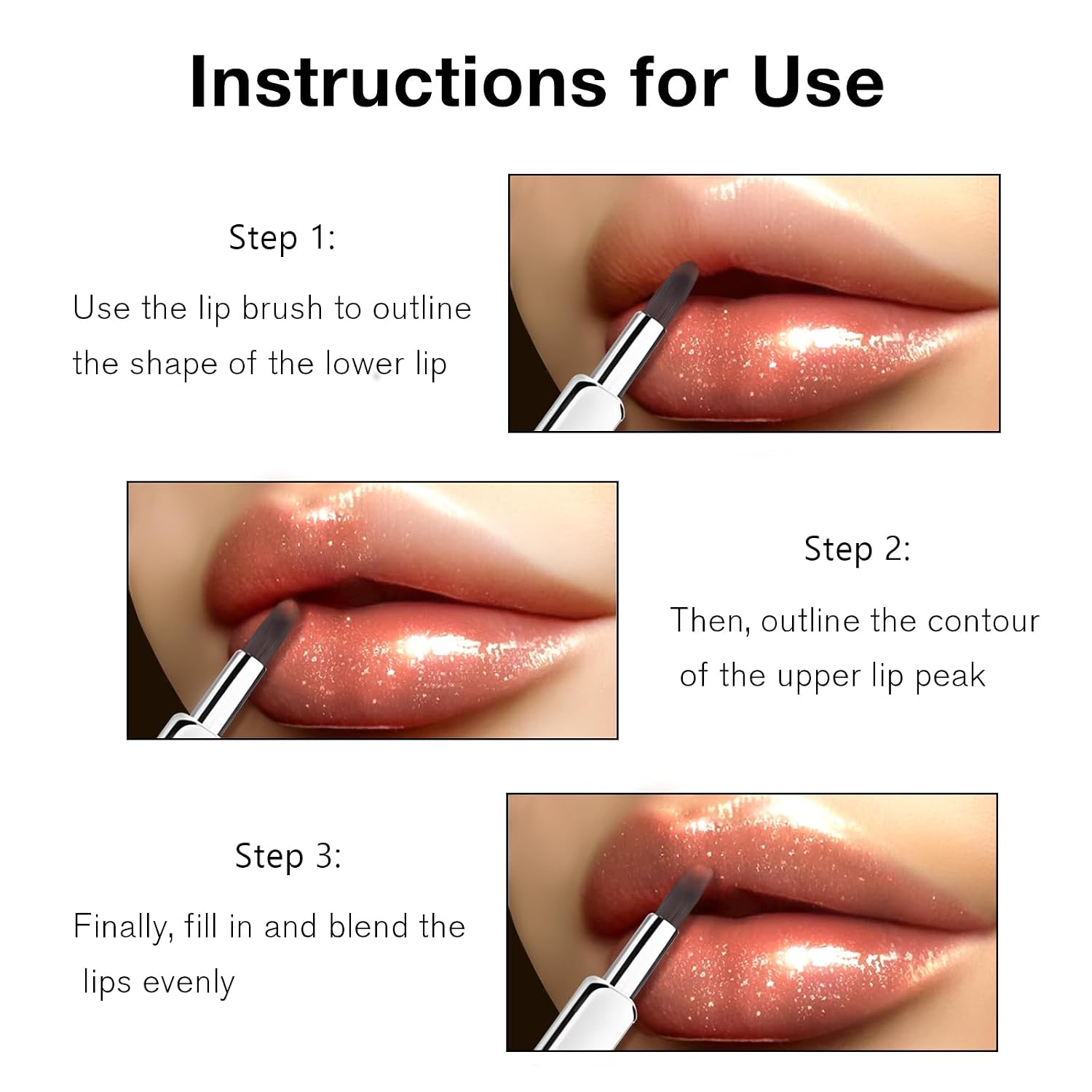 Lip Brush Applicators-Retractable Exquisite Professional Lipstick Brushes- Lipstick Gloss Makeup Brush Tool For Women and Girls (Pack of 1，Silver)