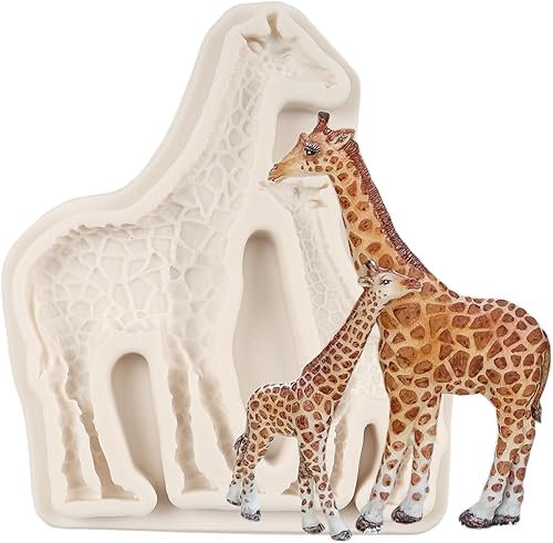 Miniatura 1 de QDMOLDS Molde de silicona para madre y bebé de jirafa, moldes de fondant de jirafa para decoración de pasteles de animales de la selva, decoración