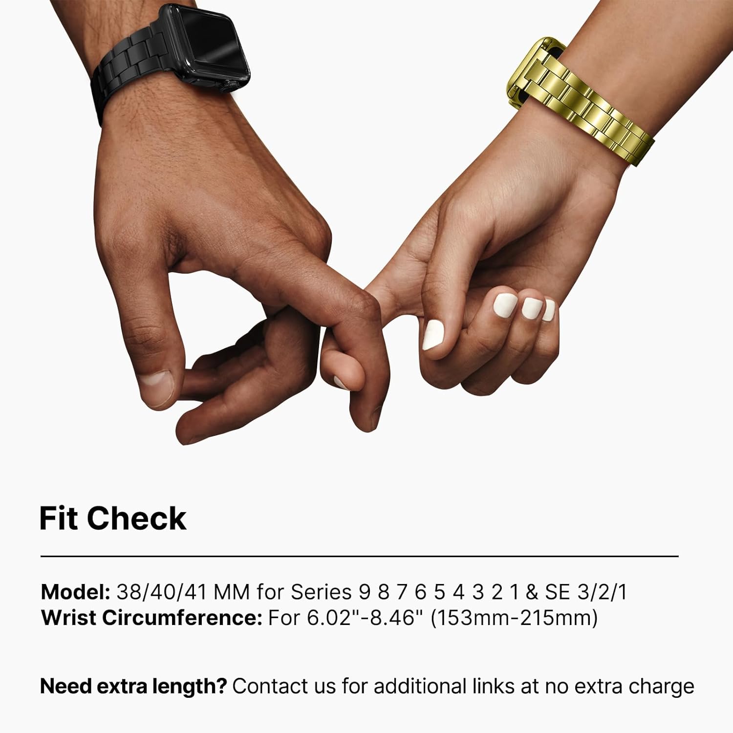 Fullmosa No Tools Needed Compatible with Apple Watch Bands for Women Men 41mm 40mm 38mm, Metal Strap with Case for iWatch Series 9 8 7 6 5 4 3 2 1 SE3/2/1, Black - Image 8