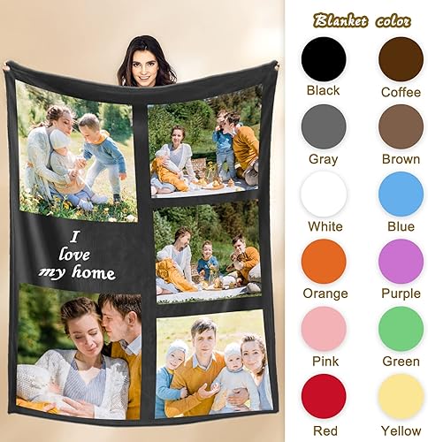 Miniatura 4 de Manta personalizada con fotos, texto, manta de cama personalizada con imagen, manta de franela personalizada para madres, padres, amantes, Navidad,