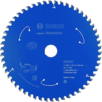 Bosch Professional 1x Kreissageblatt Expert for Aluminium Aluminium, Sageblatt 165 x 20 x 1,8 mm, 54 Zahne, Zubehor Akku Kreissage