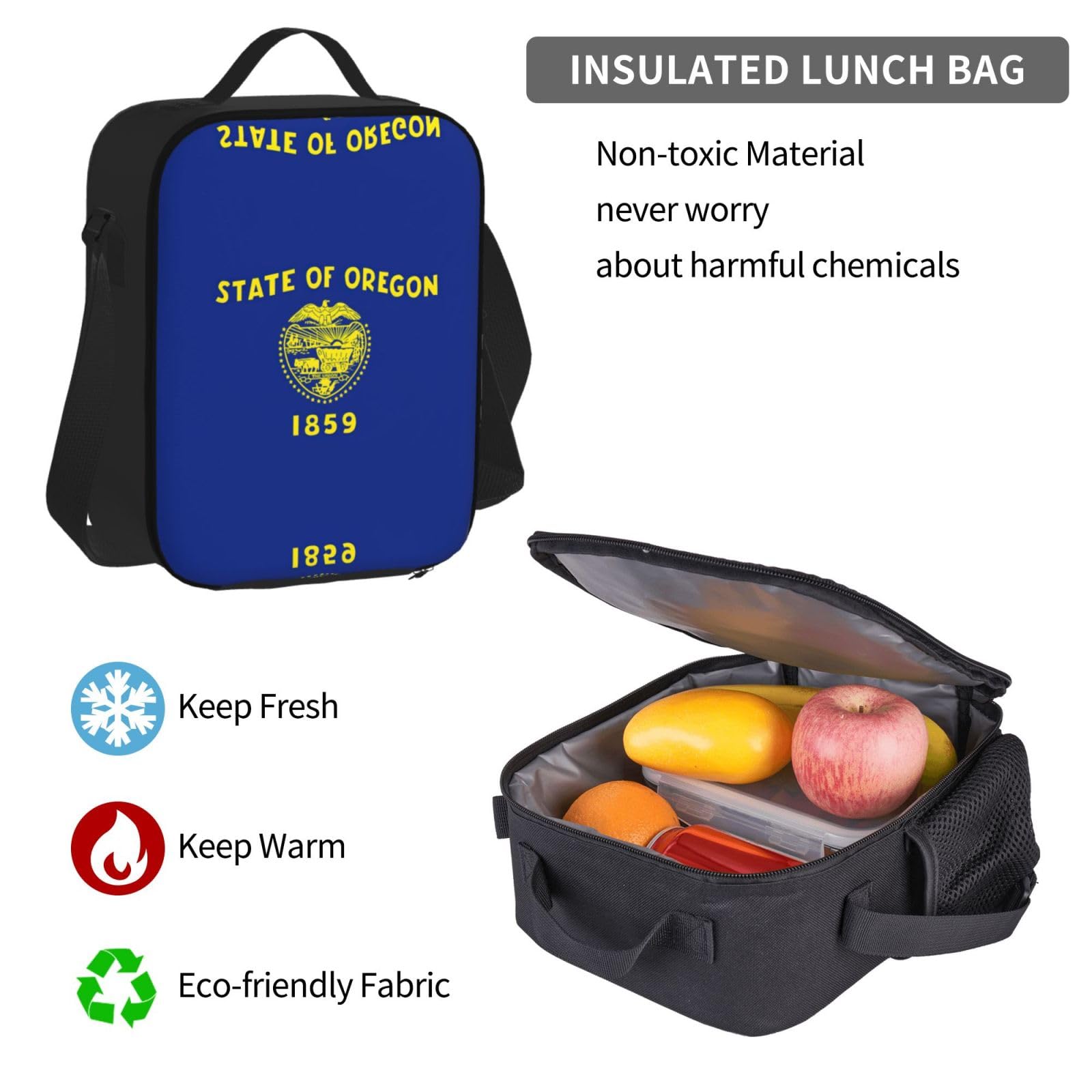 Flaga stanu Oregon plecak dziecko chłopcy dziewczęta pudełko na lunch szkoła torba zestaw uczniów szkoły student prezent, Czarny, One Size, Bagaż
