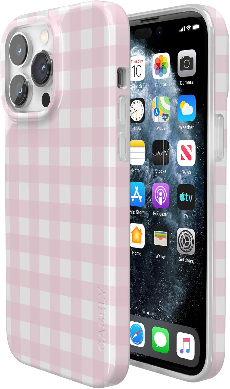 Casely iPhone 14 Pro Case | Pink Plaid | Sunday Best | Compatible with MagSafe | Classic Ultra Slim Design