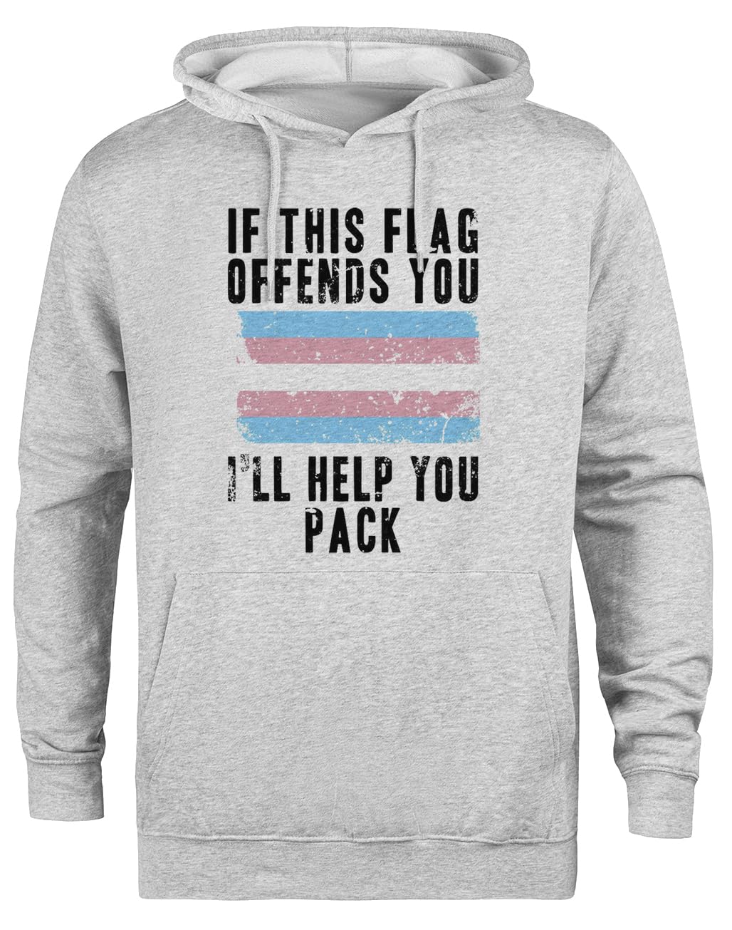 If This Flag Offends You I'll Help You Pack Trans Flag Felpa con Cappuccio Grigia Unisex Giacca con Cappuccio Ecologica