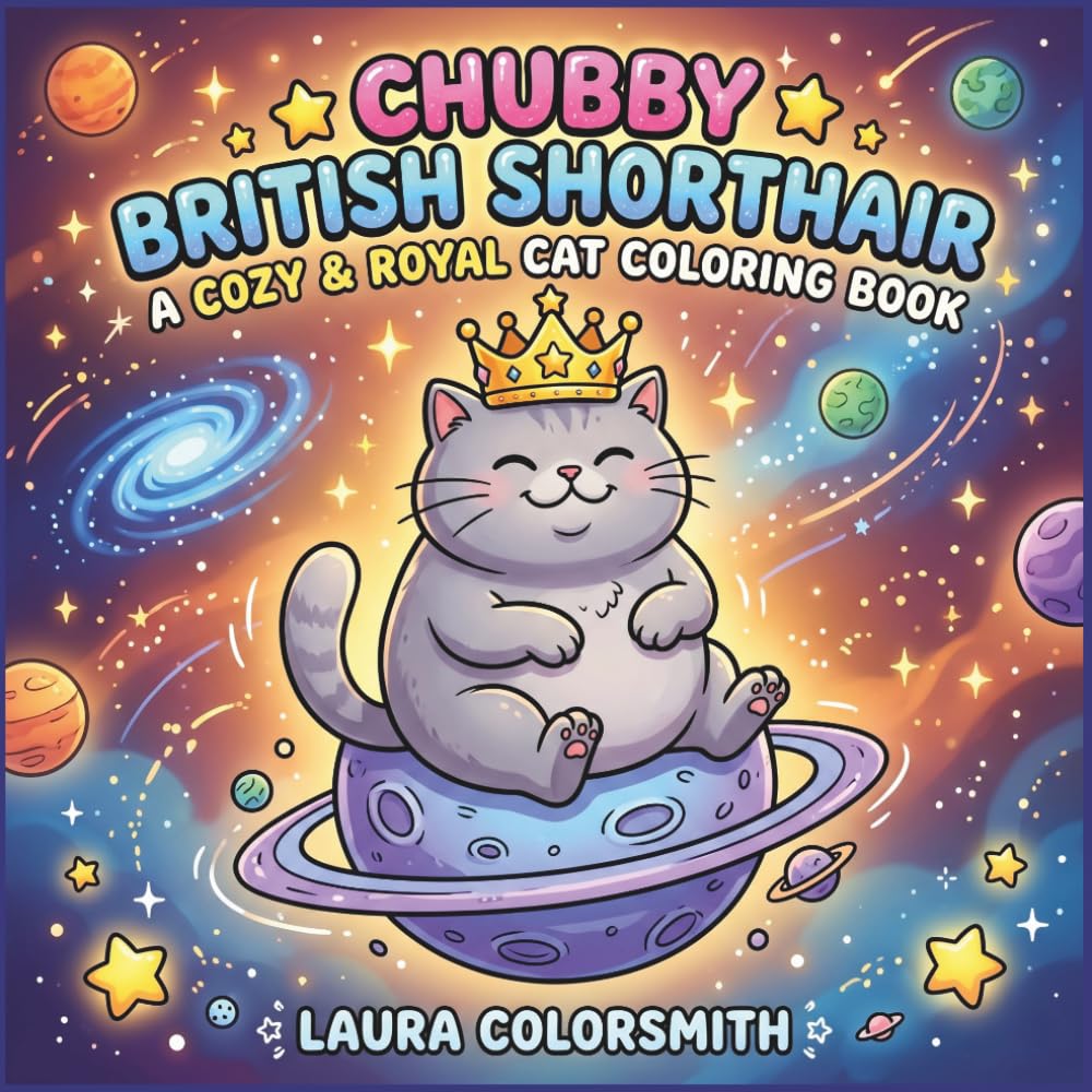 Chubby British Shorthair - A Cozy & Royal Cat Coloring Book: Cute & Cozy British Shorthair Cats for Kids and Adults – Simple Line Art for Relaxation, Mindfulness & Stress Relief