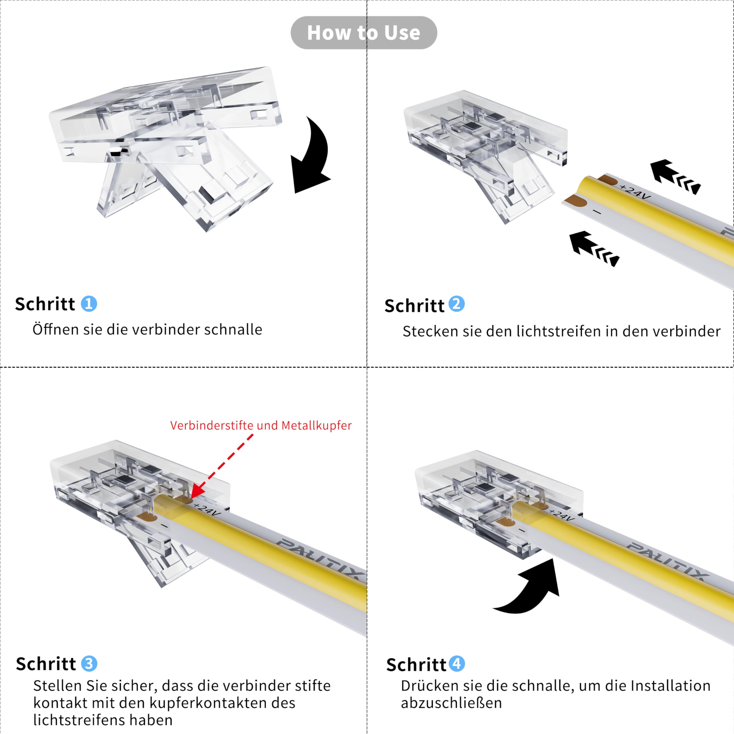 SHAOYAYAZHANG LED Strip Connector Set - 3 Pin 8mm Für COB Streifen, Lötfrei