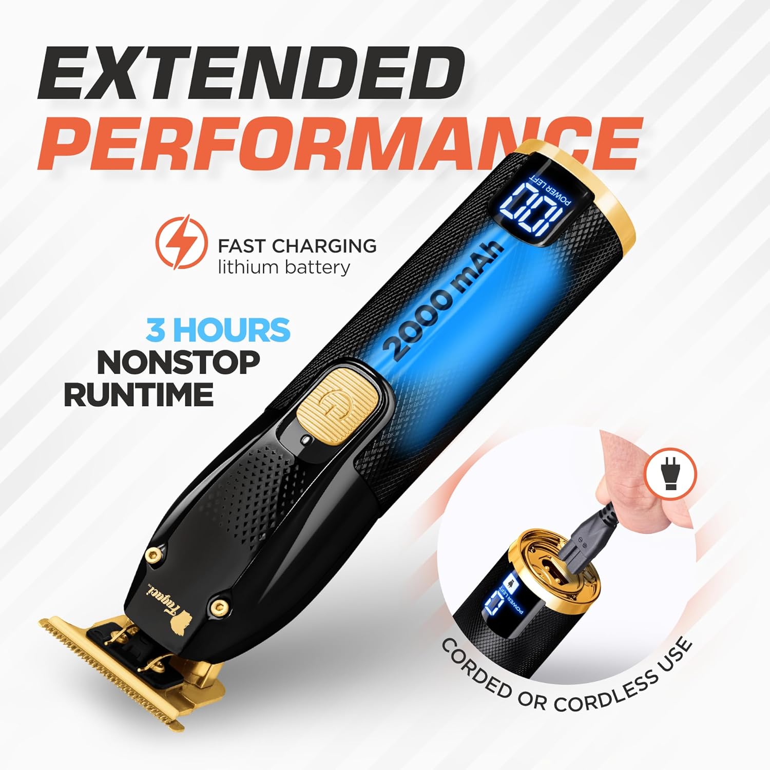 Fagaci Men's Hair Trimmer - Turbo Power with Precise Cutting, Adjusted Zero Gap Blades for Clean and Fine Cuts - Image 4