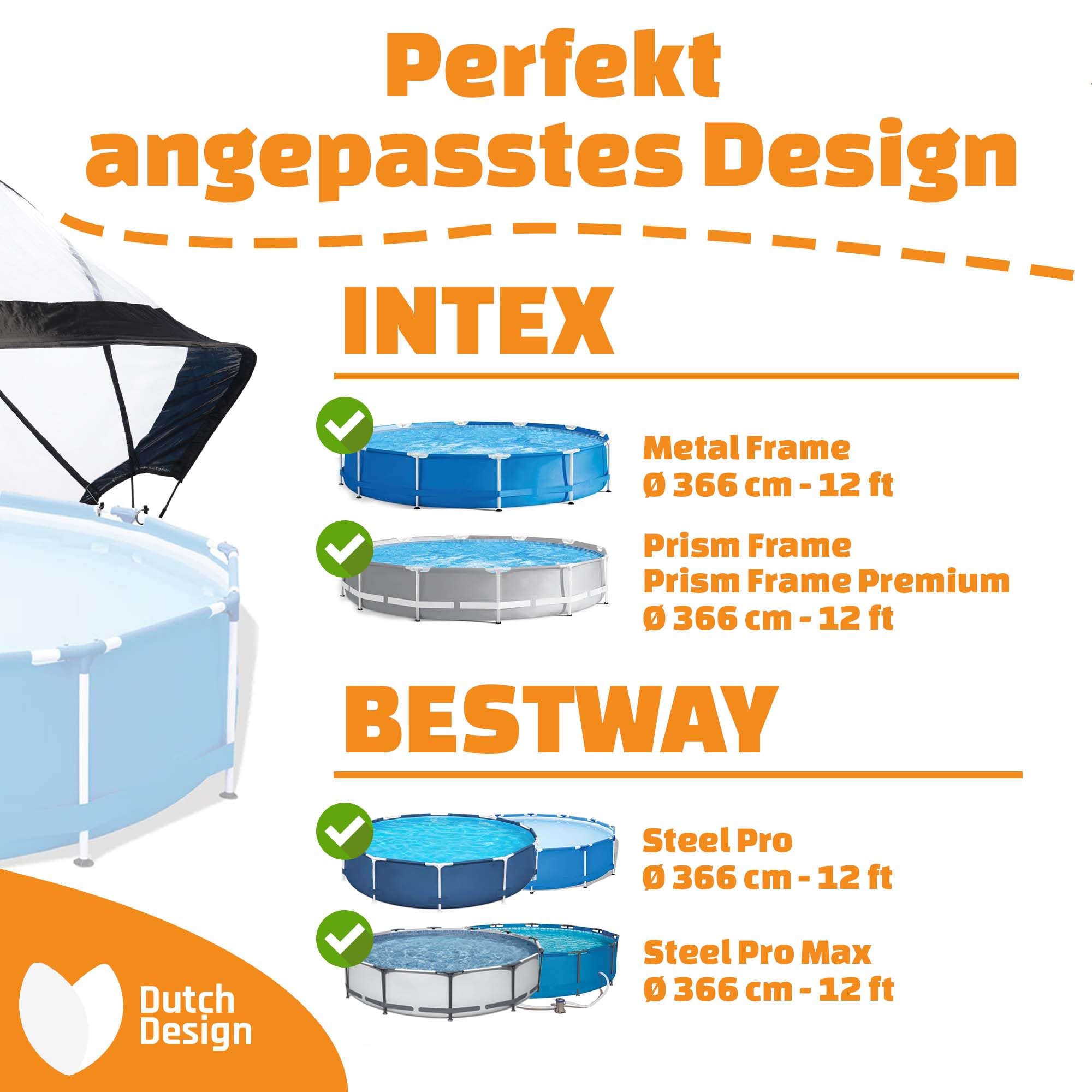 EXIT Toys Poolabdeckung Rund ø 366 cm Universell für Intex/Bestway Pools – Hält Wasser Warm und Sauber – Poolüberdachung mit Verbindungsset für Viele Marken – Transparent