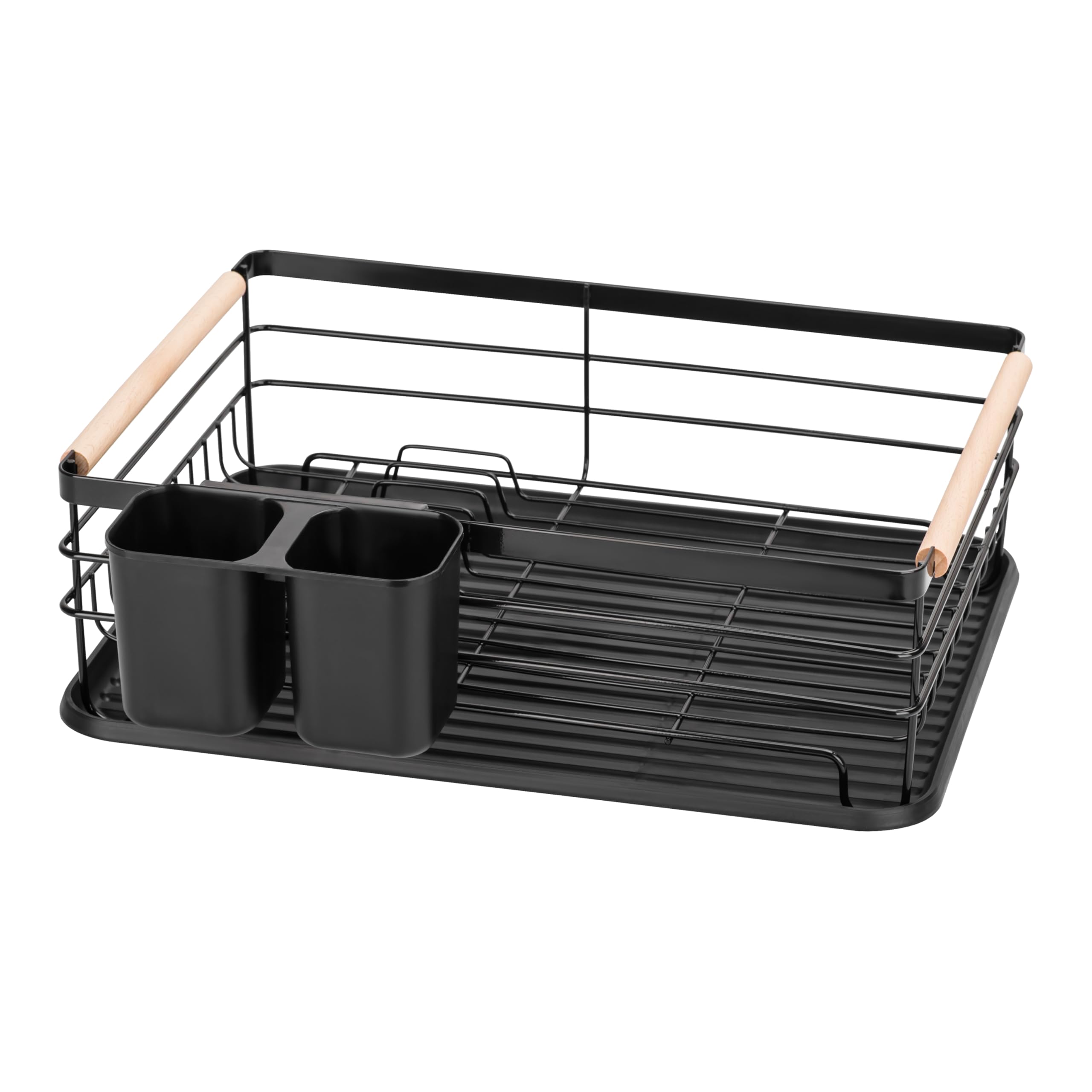 RICOO Premium Dish Drying Rack, KA001, Drainer with Drip Tray - Optimal Draining Board Rack for Efficient Kitchen Counter Organization - Black Powder-Coated