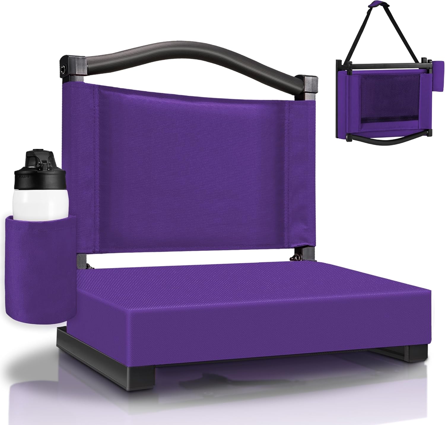HABUTWAY Stadium Bleacher Seats with Back Support, Thick Cushion, Cup Holder & Strap - Portable Comfort for Sports Events