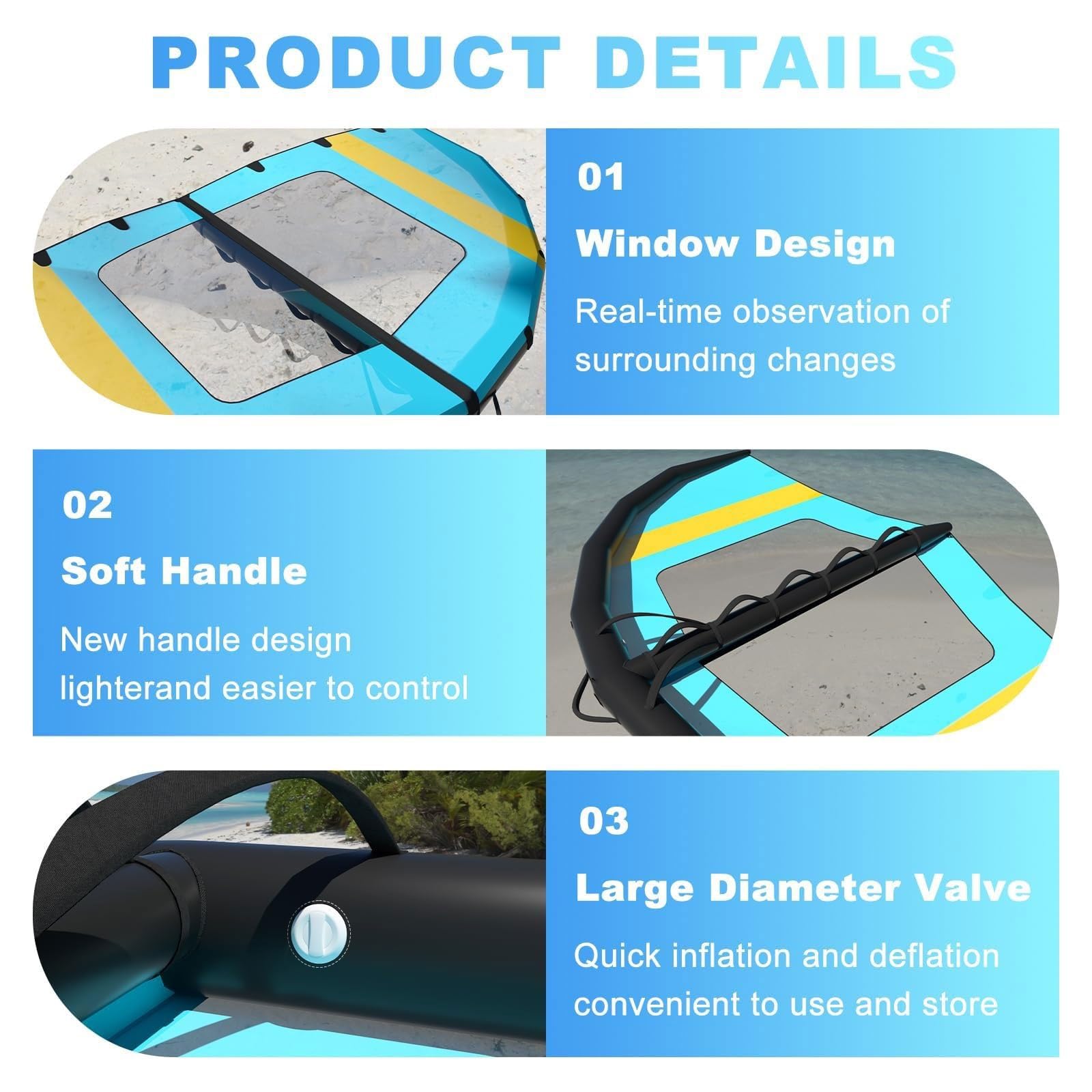 4㎡/5㎡/6㎡ Aufblasbarer Flügel for Windsurfen, aufblasbarer Flügel for Handflügel-Foliendrachensurfen, Surfsegel im Fensterdesign, Wingsurfer-Drachen for Wassersport, Kitesurfen, Surfen