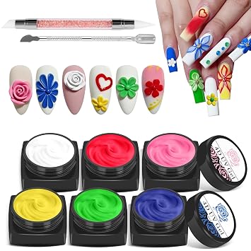 EBANKU Sculpture Painting Nail Gel Set 6 Colors 3D Nail Carved Gel