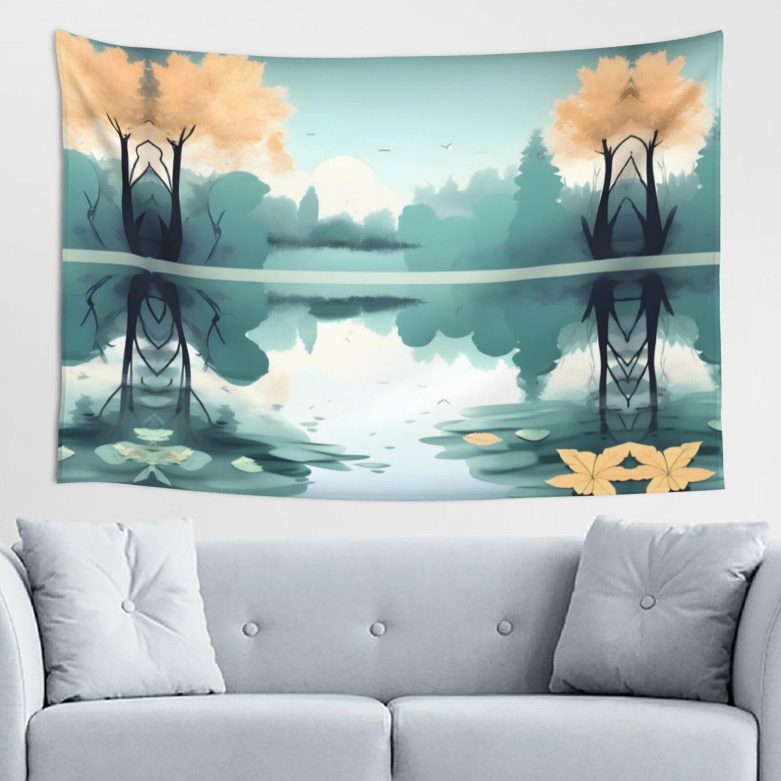 ZZYYDS Fallen leaves on a tranquil lake Wall Decor Tapestry 60x40in, Wall Hanging, Home Decor, Dorm Decor, Porch Tapestry, etc.