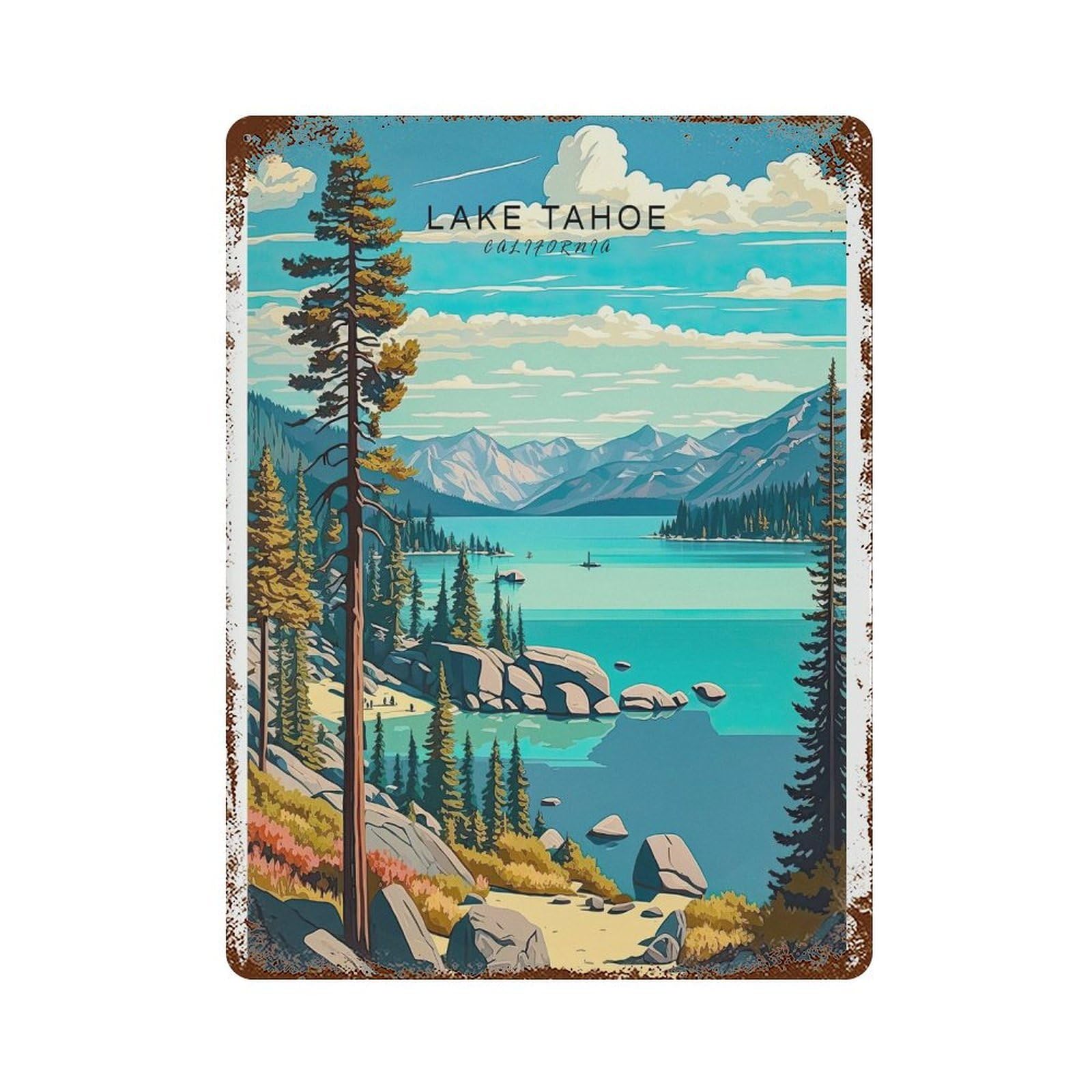 xiaoxiaoshen Lake Tahoe California Travel Traveler Gifts, Visit Lakes Wall Decor Art Metal Tin Poster Modern Home Decor Art Home Bar Shop Decorations Vintage Sign 40x30cm