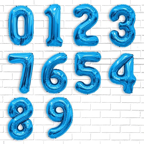 Miniatura 16 de Globo de números de 40 pulgadas, globos de números plateados, globo de número 2, globos de aluminio grandes de cumpleaños, fiesta de cumpleaños