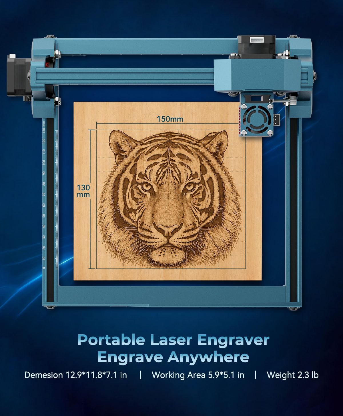 SCULPFUN C1 Laser Engraver, 3000mW Lazer Engraving and Cutter Machine with Working Area 130x150mm, 0.04mm Laser Spot Engraving Machines & Tools for Wood Leather Glass Acrylic