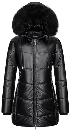 Chrisuno Womens Warm Winter Coat Long Waterproof Thicken Puffer Jacket Quilted Snow Parka with Removable Hood