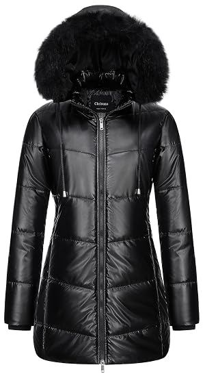 Chrisuno Womens Warm Winter Coat Long Waterproof Thicken Puffer Jacket Quilted Snow Parka with Removable Hood