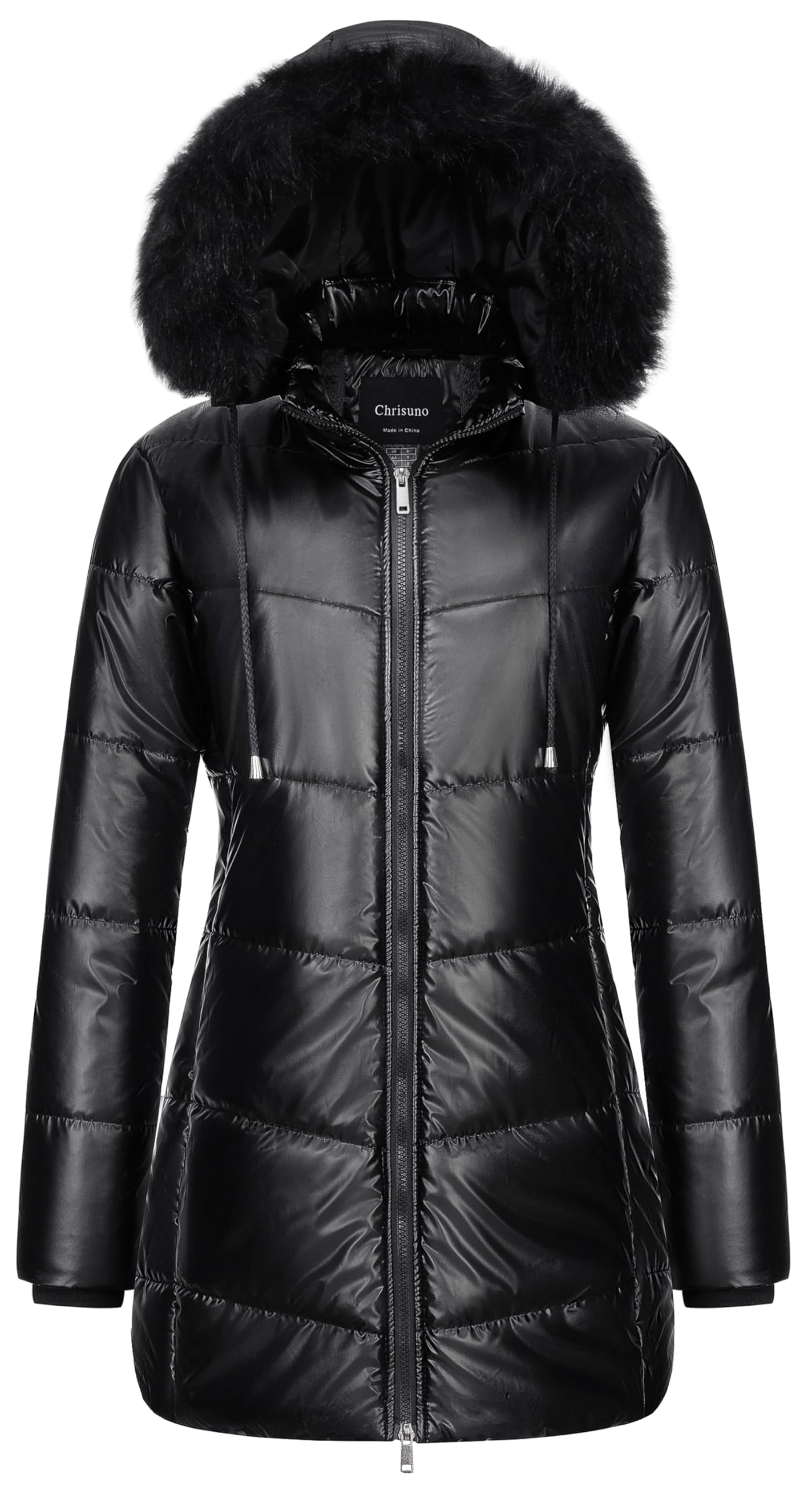 Chrisuno Womens Warm Winter Coat Long Waterproof Thicken Puffer Jacket Quilted Snow Parka with Removable Hood