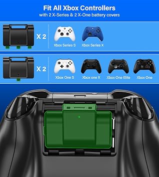 Rechargeable-Battery-Pack-for-Xbox-Controller, 2x4800mWh Batteries Pack with Charging Station for Xbox One/Xbox Series X|S Xbox One S/Xbox One X/Xbox One Elite Controller Charger Accessories - Blue