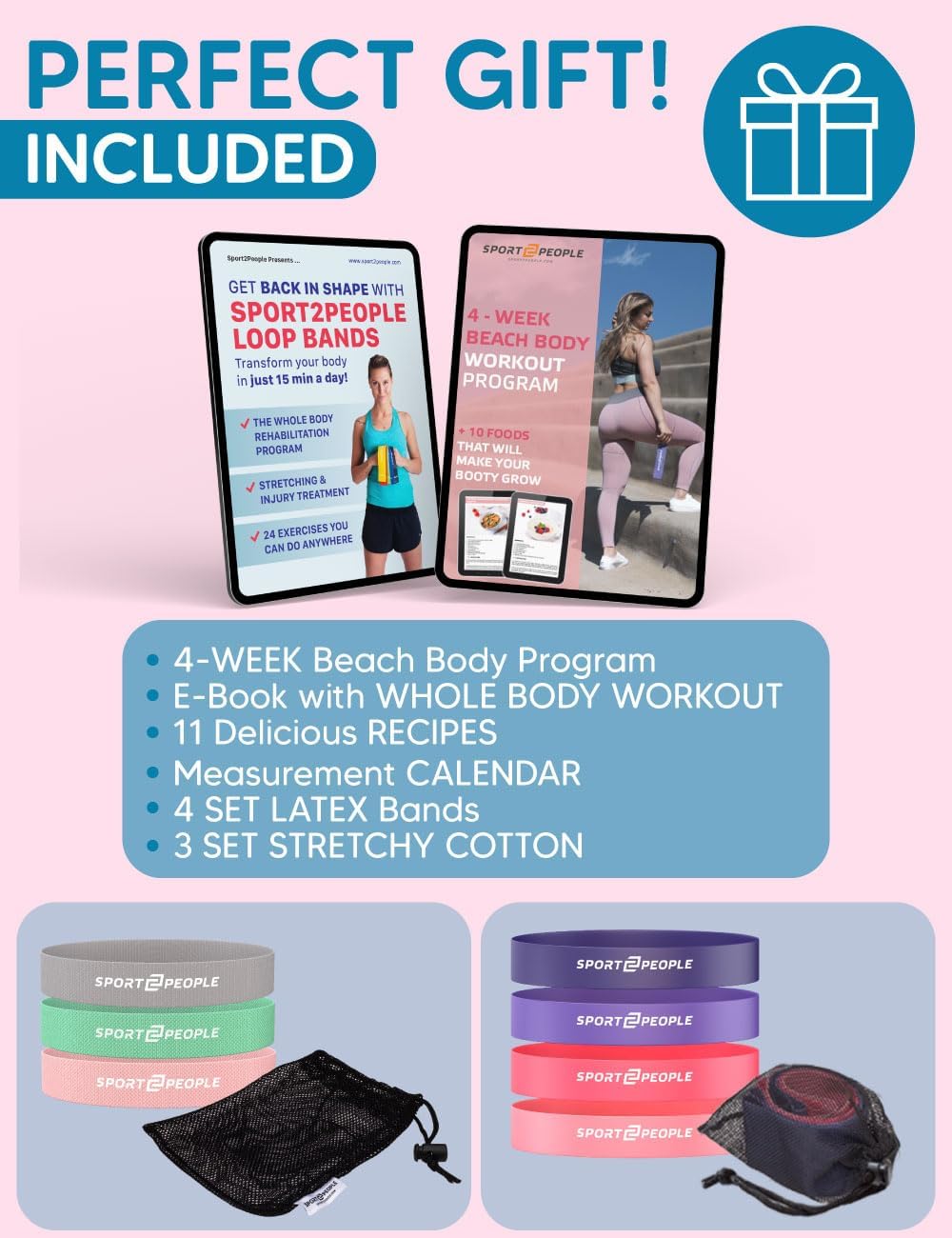 Resistance Bands for Working Out, Exercise Bands, Workout Bands, Booty Bands, Fitness Bands, Excersing Bands, Resistance Bands for Legs, Resistance Band Gym, 7 Resistance Levels, E-book & Recipes Incl