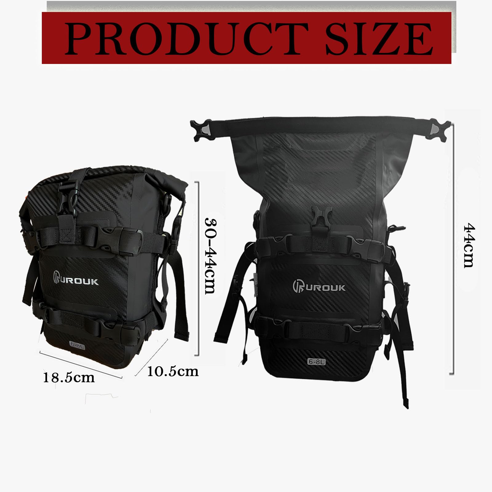 6–8L wasserdichte Motorrad Sturzbügel Tasche mit Schultergurt – Motorrad Seitentasche Robuste PVC-Aufbewahrung für Front, Seitenrahmen & Heck