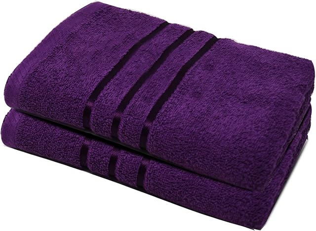 Towelogy® Luxury 100% Egyptian Cotton Hand Towel Set 500 GSM Ultra-Soft and Absorbent Multipurpose Use for Bath, Hand, Face, Gym and Spa 50x81cm (Pack of 2, Plum Purple)