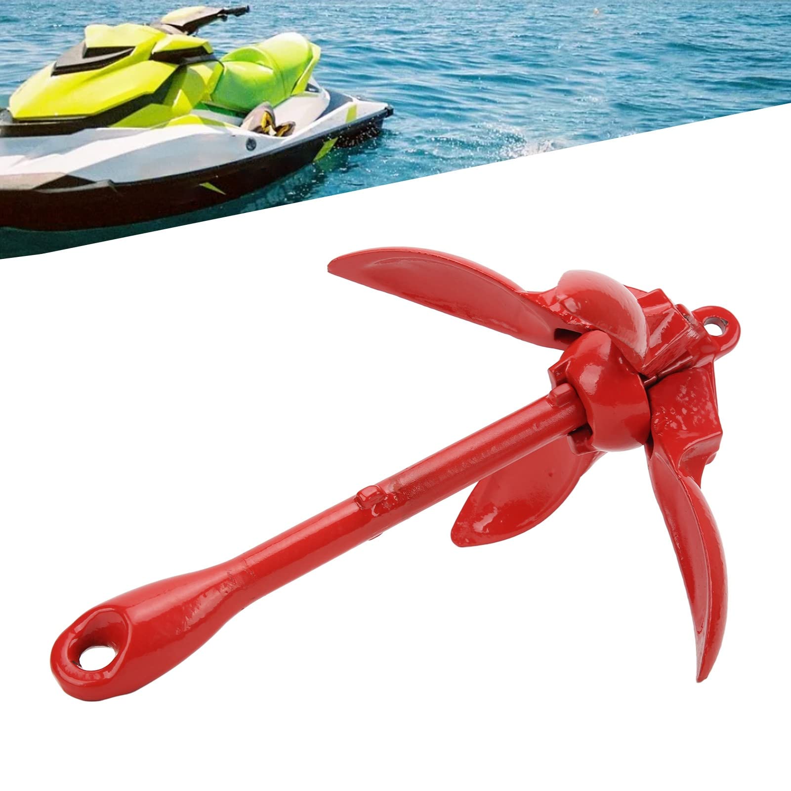 Ancre Pliante Marine de 3,5 LB, 4 Griffes en Acier au Carbone pour Kayak de Bateau Gonflable de motomarine