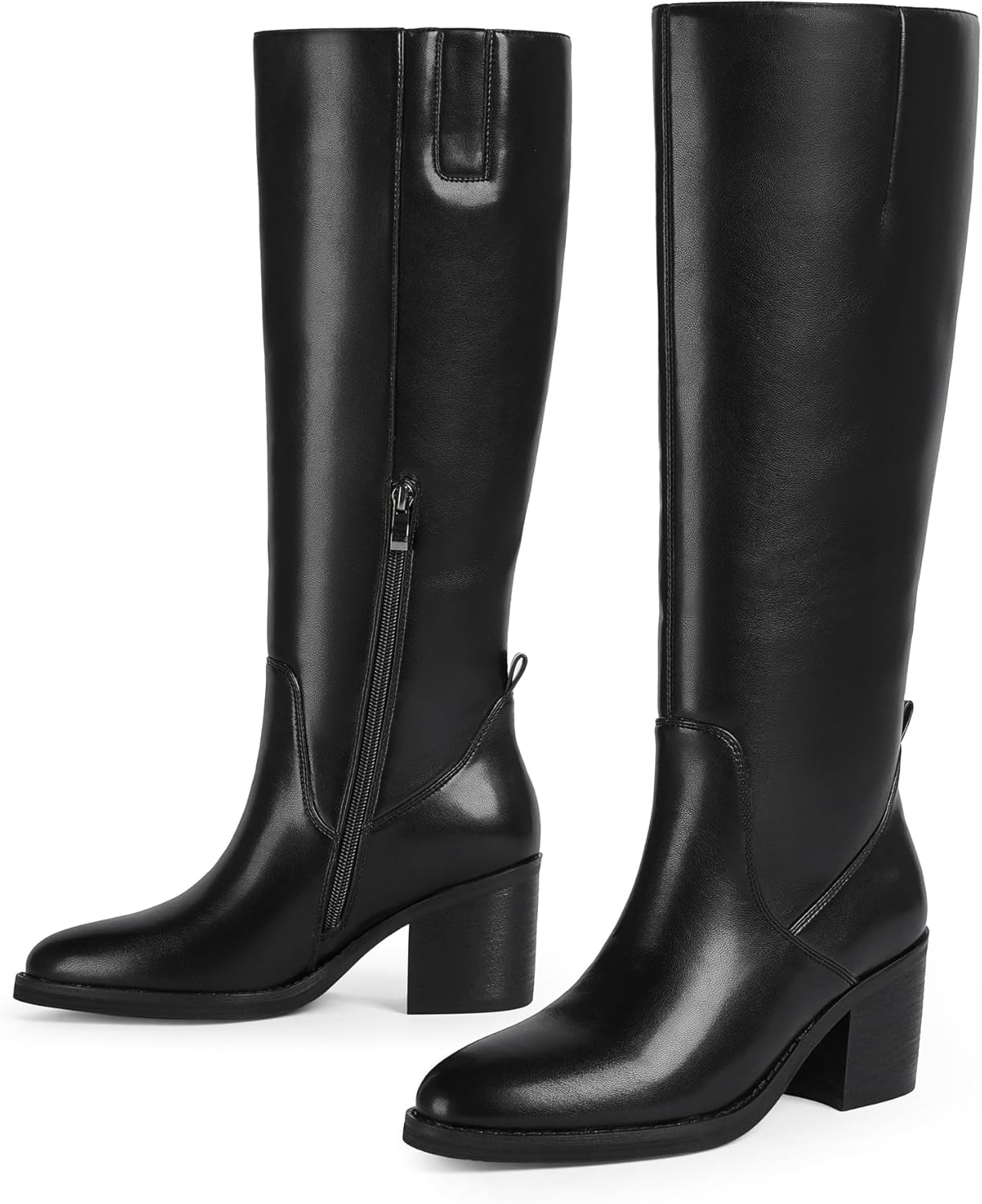 Knee High Boots Women Chunky Heel Rounded Toe Tall Boots Women Block High Heel Fall Long Boots - Image 7