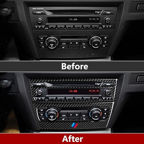Miniatura 4 de Cubierta de panel de CD de coche, calcomanía de fibra de carbono para BMW E90 E92 E93 2006 2007 2008 2009 2010 2011 Accesorios interiores (estilo C)