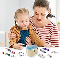 Vista 6 de Ambesi Pinta tu propio joyero de madera, kit de caja del tesoro de corazón artístico para niñas, kit de caja de joyería para decorar niños de 4 a 6