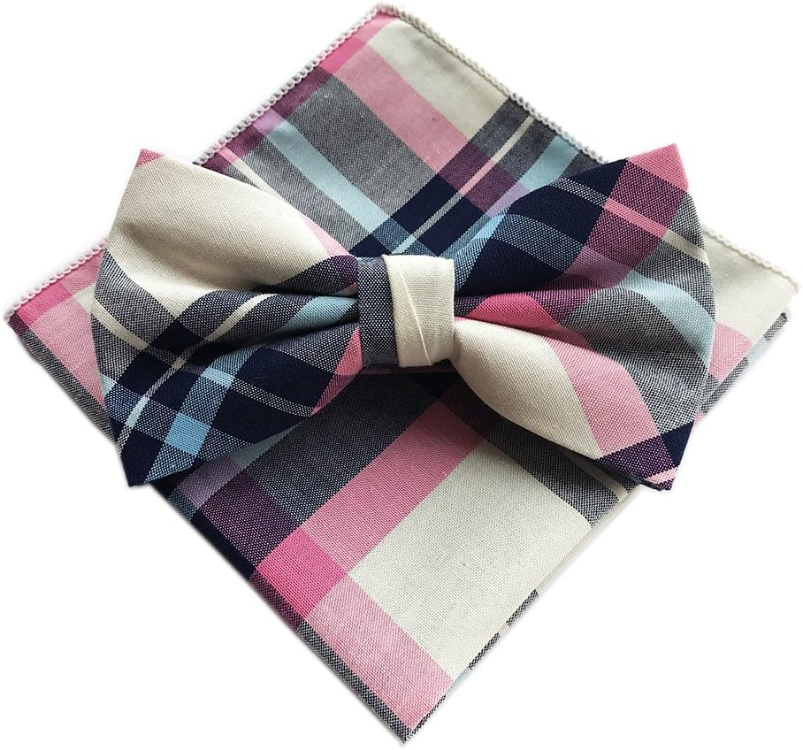 Boys Bow Ties Set Men's Beige Navy Rose Blue Cravat Bowtie Handkerchief Set Woven Necktie