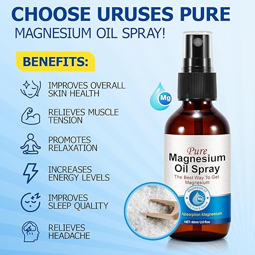 Miniatura 2 de Spray de magnesio, aceite de magnesio para pies, aceite de magnesio 100% puro para cuerpo, apoya la recuperación muscular y calambres en las