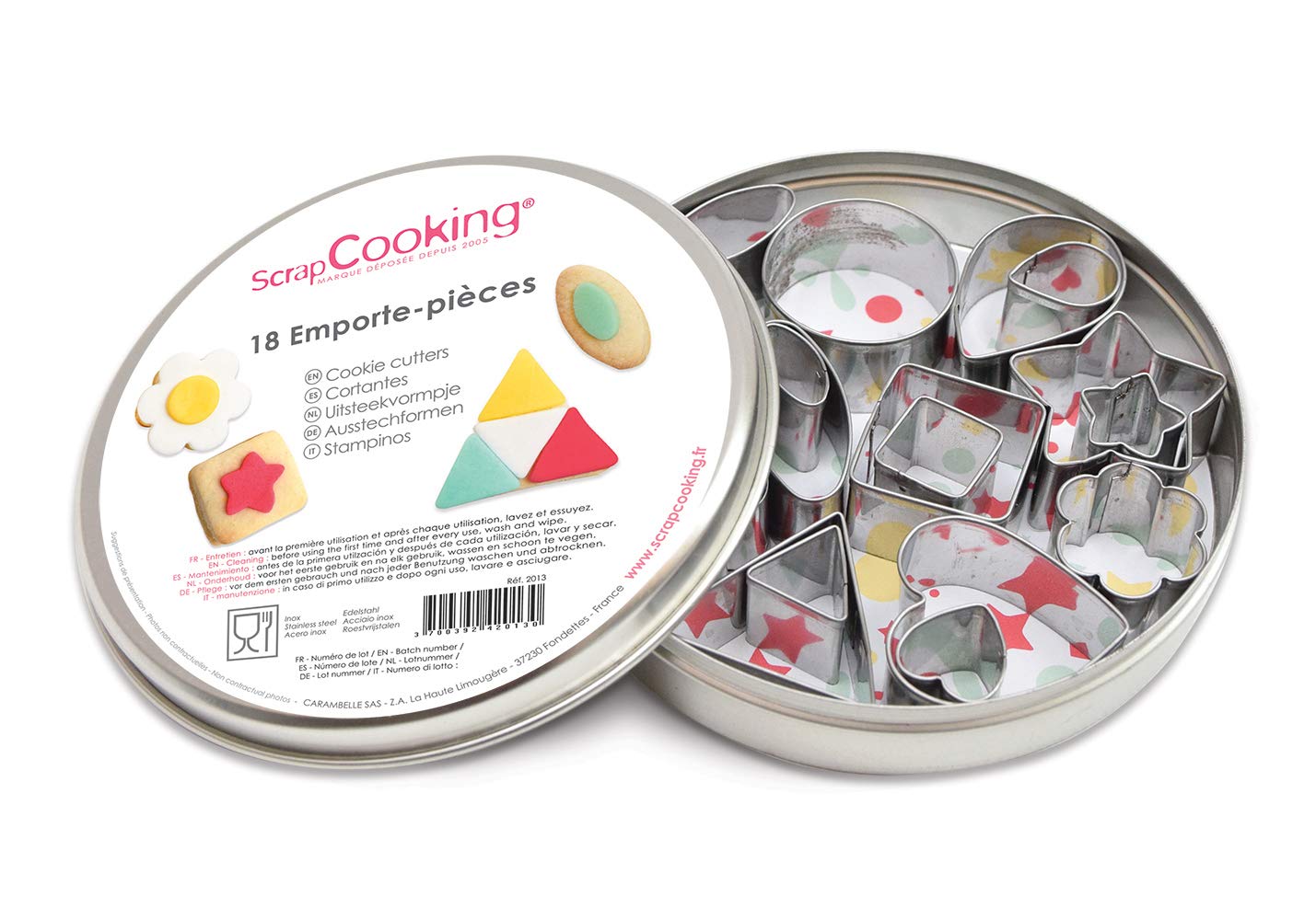 SCRAP COOKING 2013 Boite 18 Mini Emporte-​Pièces Déco, Acier Inoxydable, INOX, 12.5 x 2.5 cm